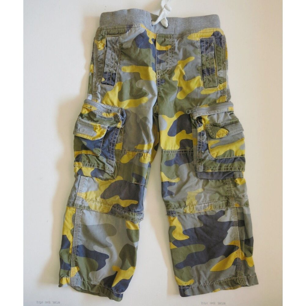 Mini Boden boys Zip Off techno convertible pants shorts camouflage camo khaki 6